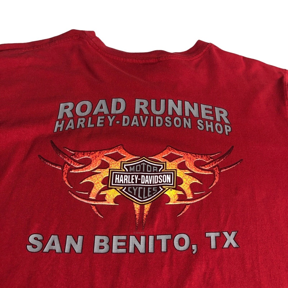 Vintage Y2K Harley Davidson Shirt Mens 2X Red Long Sleeve Spell Out Texas USA